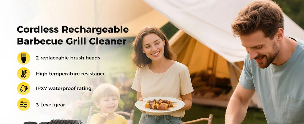 Brosse électrique pour barbecue avec têtes remplaçables, 180 ° Tête de brosse réglable pour le nettoyage des grils extérieurs et de la cuisine