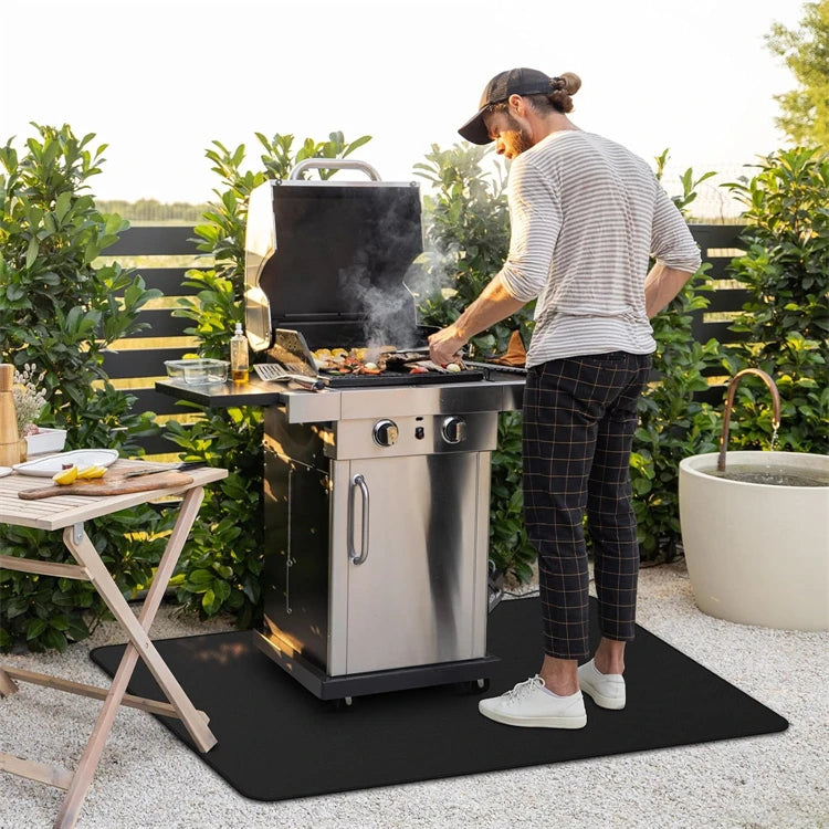 Tapis de protection double face ignifuge pour barbecue extérieur, imperméable et résistant à l'huile, pour brasero et cheminée