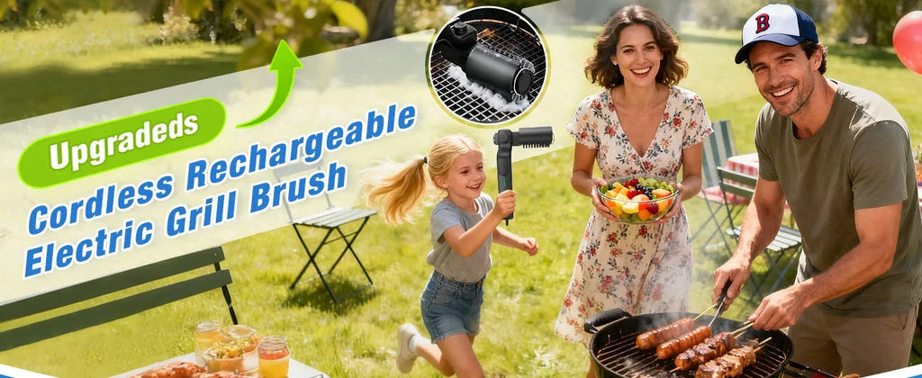 Brosse électrique pour barbecue avec têtes remplaçables, 180 ° Tête de brosse réglable pour le nettoyage des grils extérieurs et de la cuisine