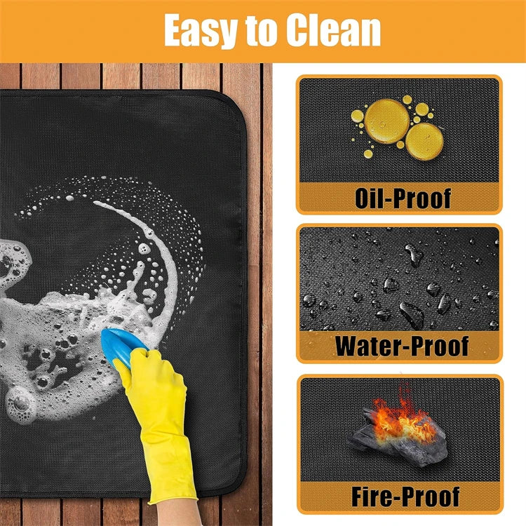 Tapis de protection double face ignifuge pour barbecue extérieur, imperméable et résistant à l'huile, pour brasero et cheminée