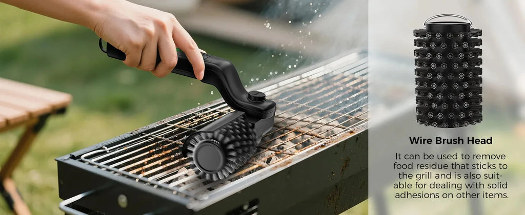 Brosse électrique pour barbecue avec têtes remplaçables, 180 ° Tête de brosse réglable pour le nettoyage des grils extérieurs et de la cuisine