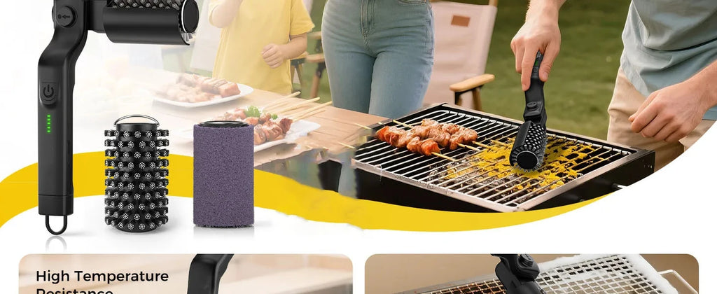 Brosse électrique pour barbecue avec têtes remplaçables, 180 ° Tête de brosse réglable pour le nettoyage des grils extérieurs et de la cuisine