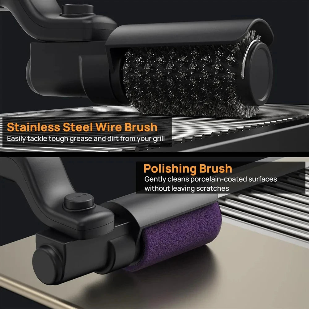 Brosse électrique pour barbecue avec têtes remplaçables, 180 ° Tête de brosse réglable pour le nettoyage des grils extérieurs et de la cuisine