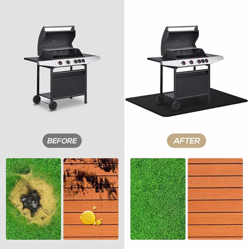 Tapis de protection double face ignifuge pour barbecue extérieur, imperméable et résistant à l'huile, pour brasero et cheminée
