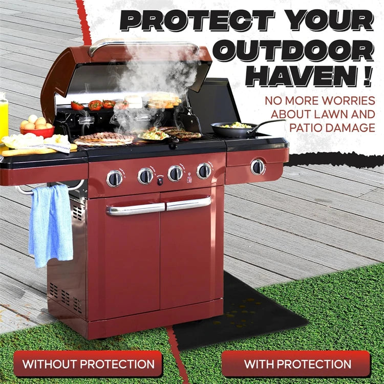 Tapis de protection double face ignifuge pour barbecue extérieur, imperméable et résistant à l'huile, pour brasero et cheminée