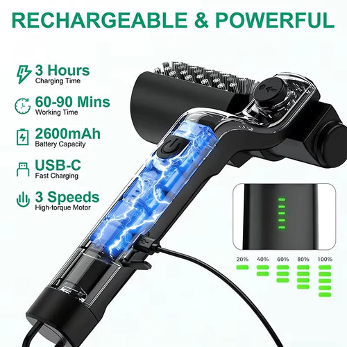 Brosse électrique pour barbecue avec têtes remplaçables, 180 ° Tête de brosse réglable pour le nettoyage des grils extérieurs et de la cuisine