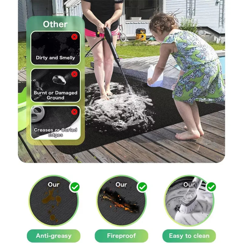 Tapis de protection double face ignifuge pour barbecue extérieur, imperméable et résistant à l'huile, pour brasero et cheminée