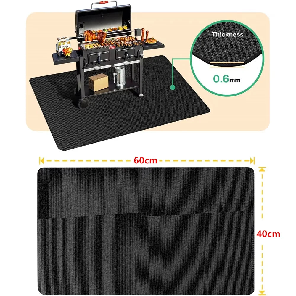 Tapis de protection double face ignifuge pour barbecue extérieur, imperméable et résistant à l'huile, pour brasero et cheminée