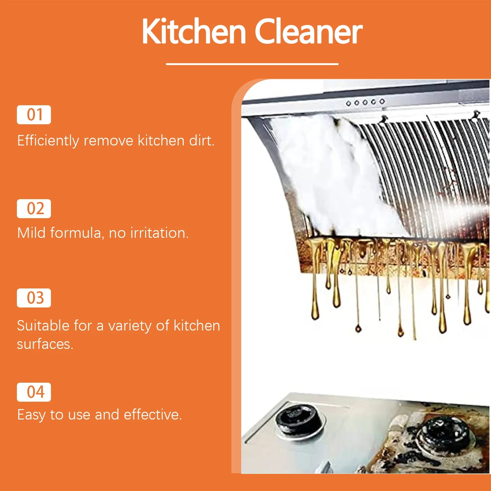 Nettoyeur de gril de four, nettoyeur de cuisine, dégraissant de table de cuisson, désodorisant, dissolvant de taches de graisse pour grilles, nettoyage de cuisine de carrelage à micro-ondes   3.5   2 Avis   ౹   4 vendus DeH4Cacle
