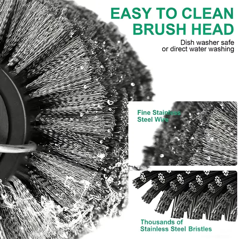 Brosse électrique pour barbecue avec têtes remplaçables, 180 ° Tête de brosse réglable pour le nettoyage des grils extérieurs et de la cuisine