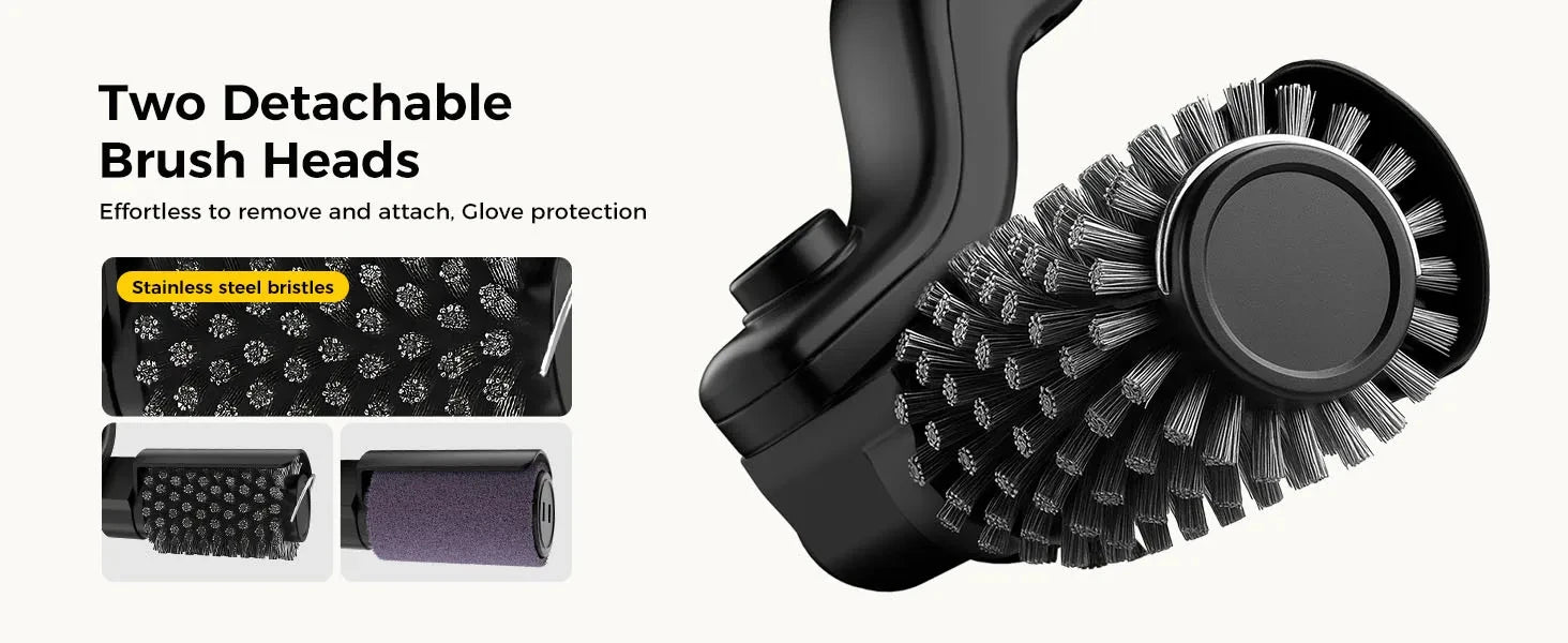 Brosse électrique pour barbecue avec têtes remplaçables, 180 ° Tête de brosse réglable pour le nettoyage des grils extérieurs et de la cuisine