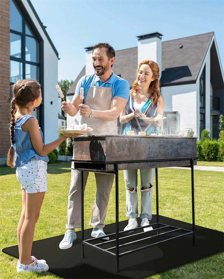 Tapis de protection double face ignifuge pour barbecue extérieur, imperméable et résistant à l'huile, pour brasero et cheminée